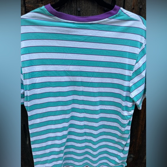 Vintage Nickelodeon Rugrats Purple White Turquoise Striped Tee Shirt Logo - Picture 4 of 6